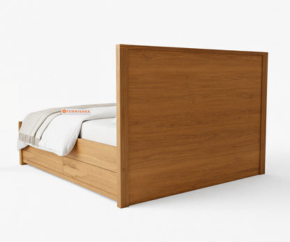 Teeva Real Teak Wood Hydraulic Bed King Size - Furnishka