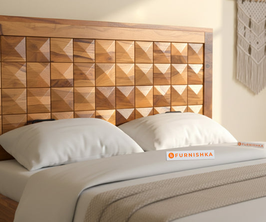 Teeva Real Teak Wood Hydraulic Bed Queen Size - Furnishka