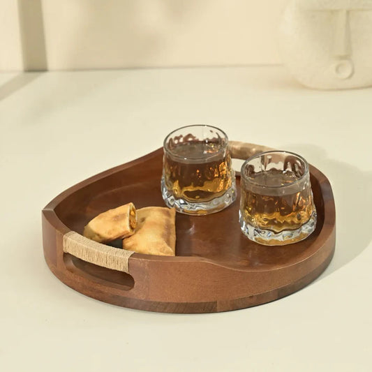 Tribal Curvy Serving Tray in Walnut - Furnishka