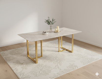 Tuscany Dining Table 6 Seater PVD Gold Base - Furnishka