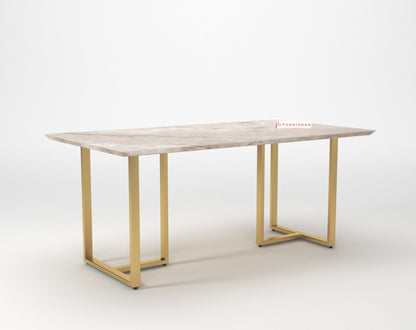 Tuscany Dining Table 6 Seater PVD Gold Base - Furnishka