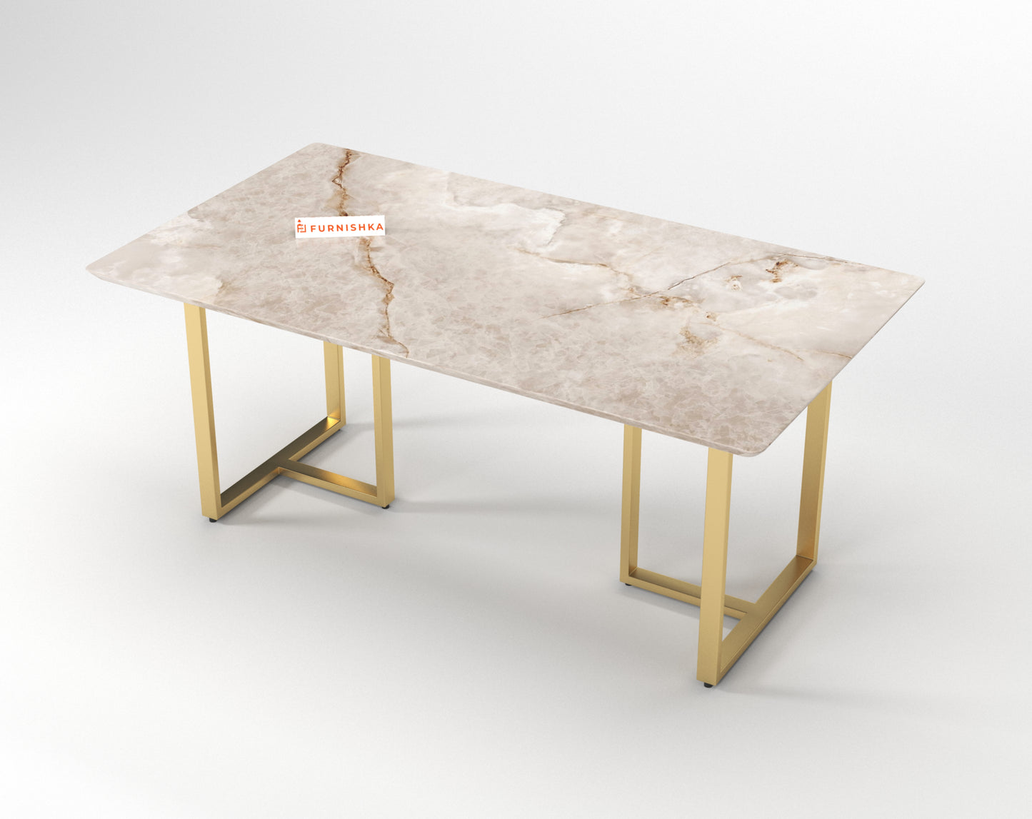 Tuscany Dining Table 6 Seater PVD Gold Base - Furnishka