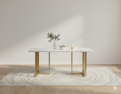 Tuscany Dining Table 6 Seater PVD Gold Base