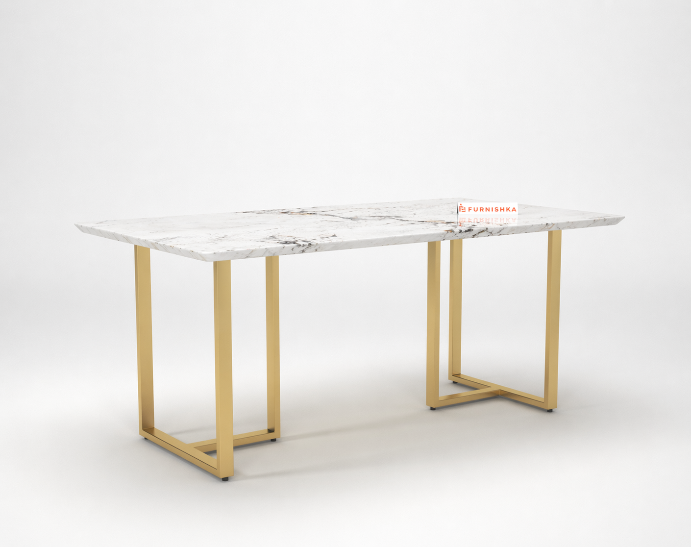 Tuscany Dining Table 6 Seater PVD Gold Base - Furnishka 