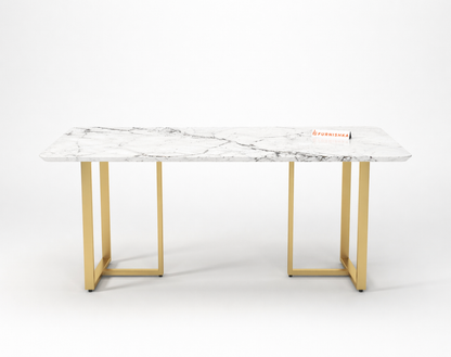 Tuscany Dining Table 6 Seater PVD Gold Base - Furnishka 