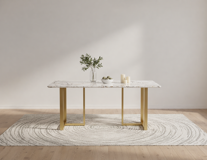 Tuscany Dining Table 6 Seater PVD Gold Base - Furnishka 
