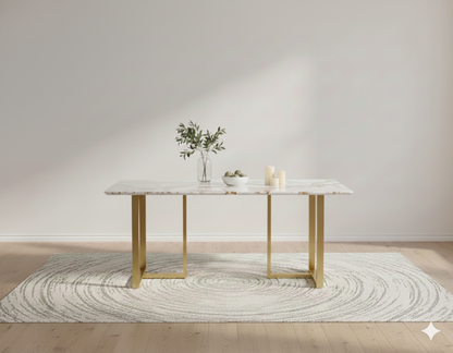Tuscany Dining Table 6 Seater PVD Gold Base - Furnishka