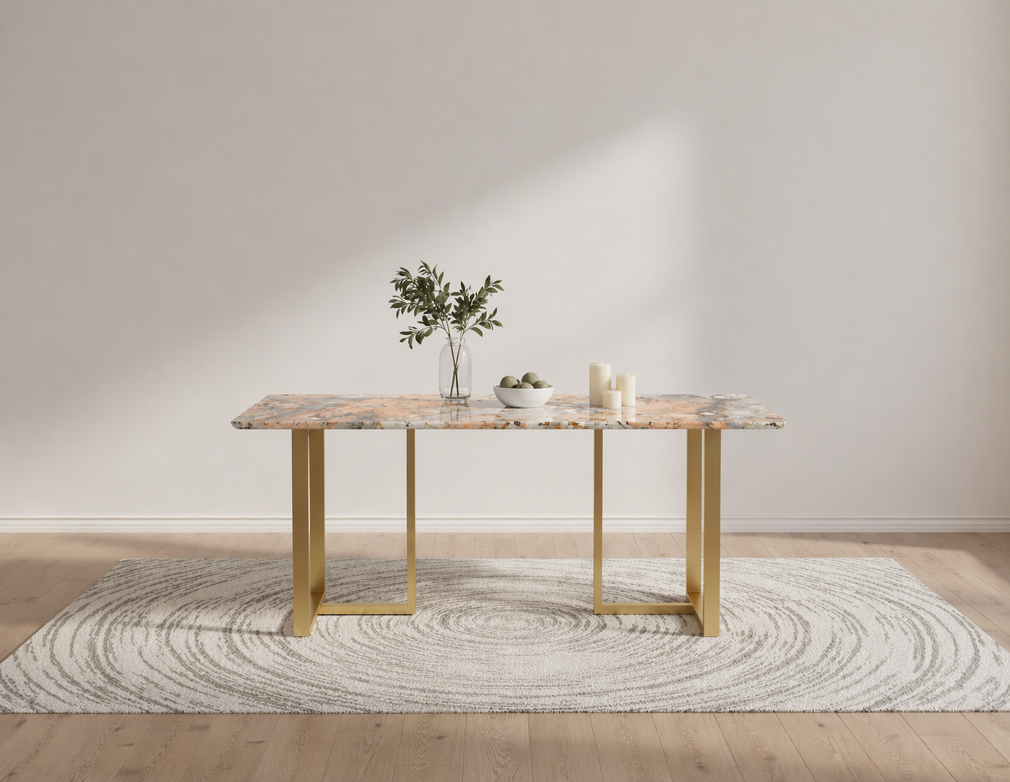 Tuscany Dining Table 6 Seater PVD Gold Base - Furnishka