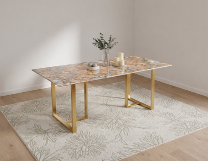 Tuscany Dining Table 6 Seater PVD Gold Base - Furnishka