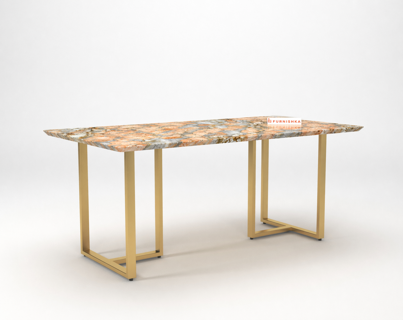 Tuscany Dining Table 6 Seater PVD Gold Base - Furnishka