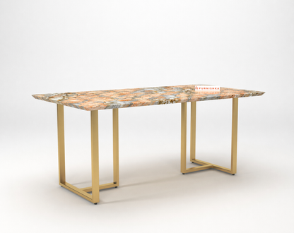 Tuscany Dining Table 6 Seater PVD Gold Base - Furnishka