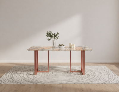 Tuscany Dining Table 6 Seater Rose Gold Base