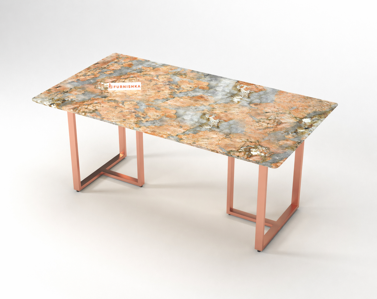 Tuscany Dining Table 6 Seater Rose Gold Base - Furnishka