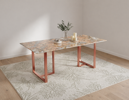 Tuscany Dining Table 6 Seater Rose Gold Base - Furnishka