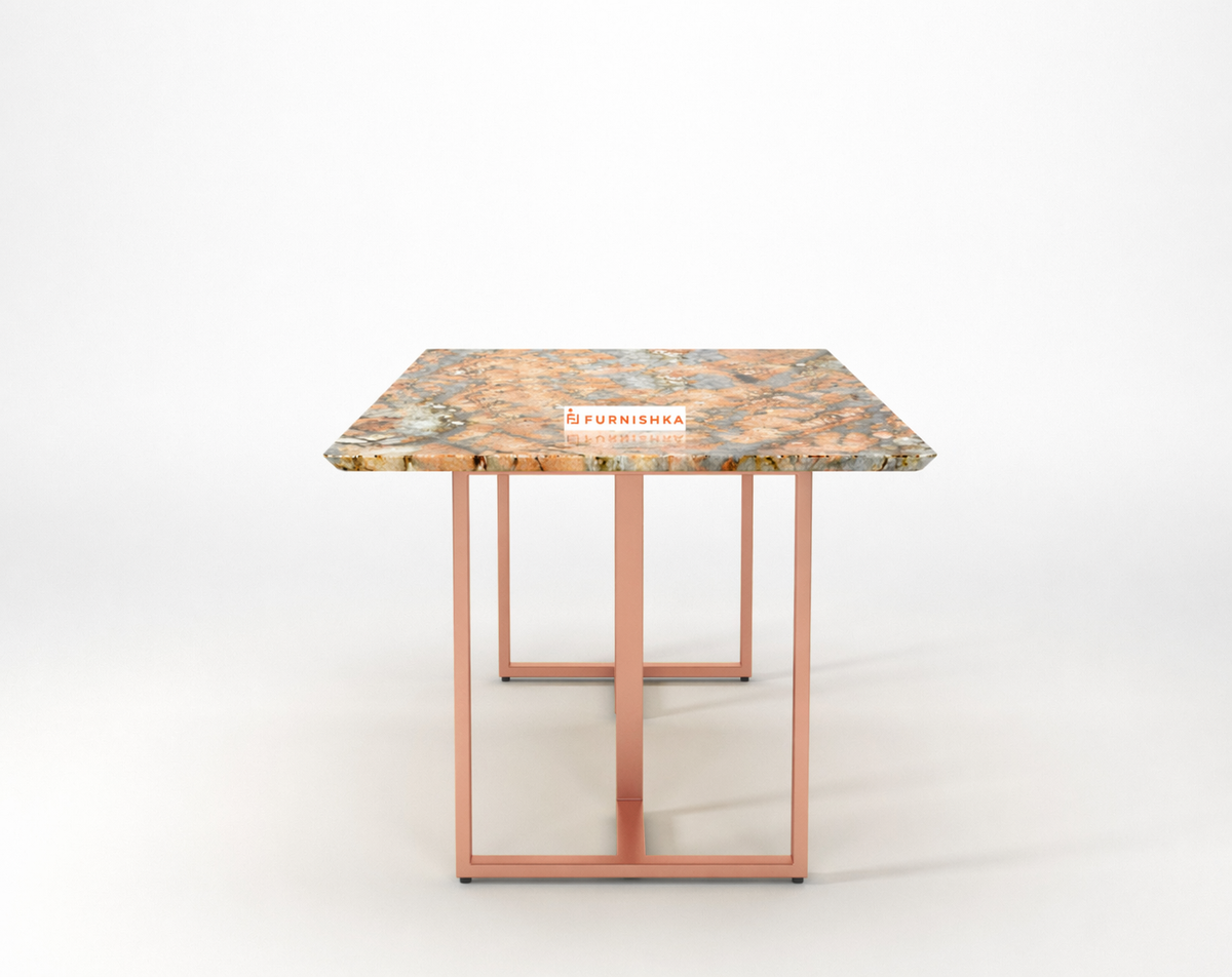 Tuscany Dining Table 6 Seater Rose Gold Base - Furnishka