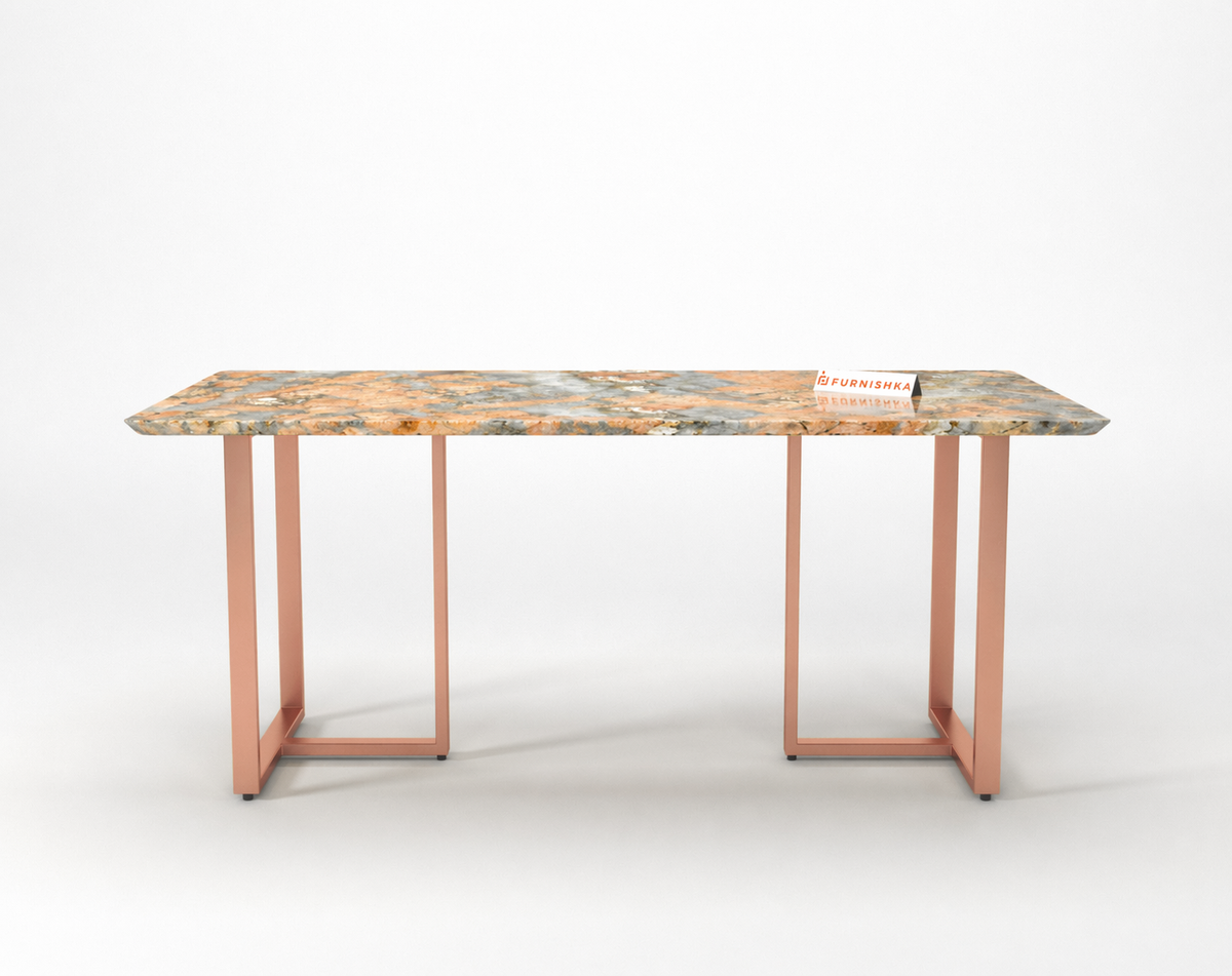 Tuscany Dining Table 6 Seater Rose Gold Base - Furnishka