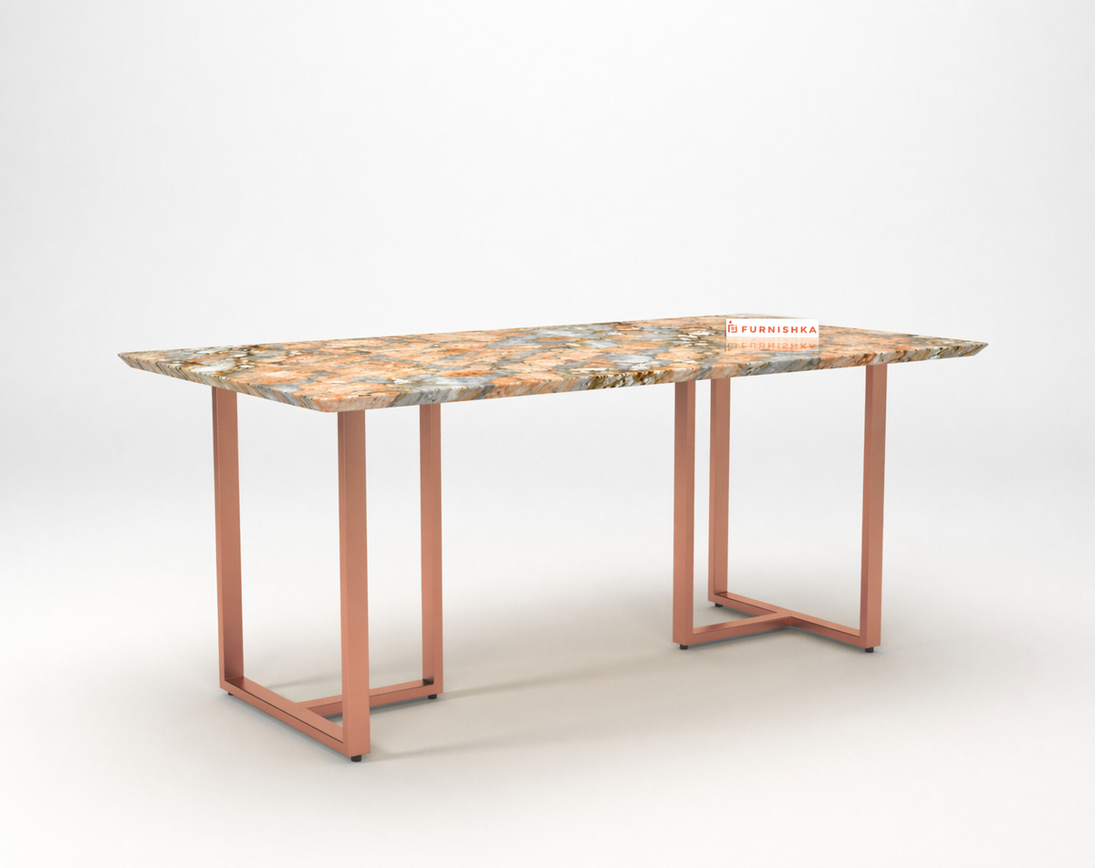 Tuscany Dining Table 6 Seater Rose Gold Base - Furnishka