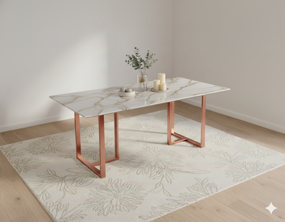 Tuscany Dining Table 6 Seater Rose Gold Base - Furnishka