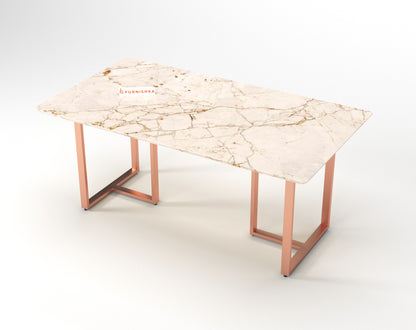 Tuscany Dining Table 6 Seater Rose Gold Base - Furnishka