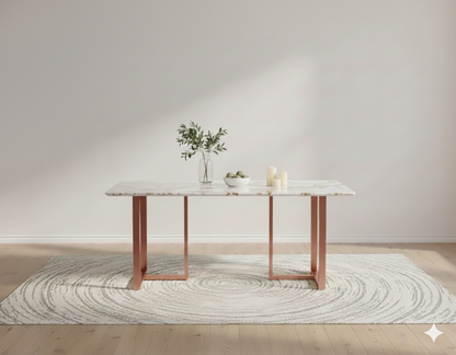 Tuscany Dining Table 6 Seater Rose Gold Base - Furnishka