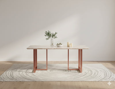 Tuscany Dining Table 6 Seater Rose Gold Base