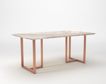Tuscany Dining Table 6 Seater Rose Gold Base - Furnishka