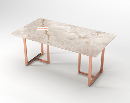 Tuscany Dining Table 6 Seater Rose Gold Base - Furnishka