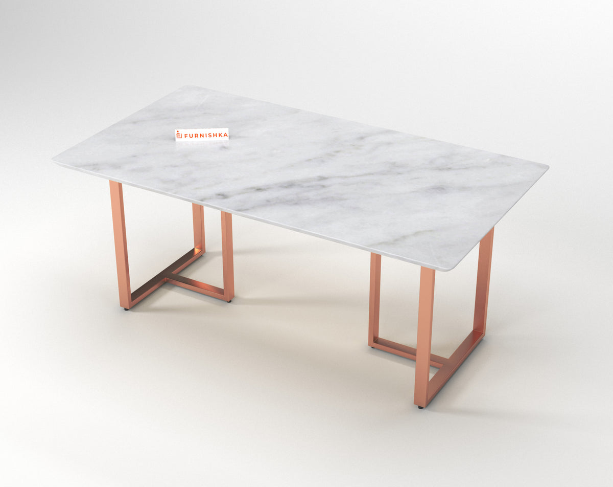 Tuscany Dining Table 6 Seater Rose Gold Base - Furnishka