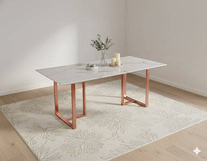 Tuscany Dining Table 6 Seater Rose Gold Base - Furnishka
