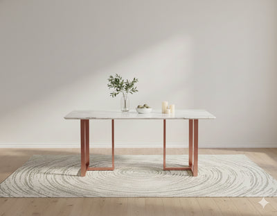Tuscany Dining Table 6 Seater Rose Gold Base
