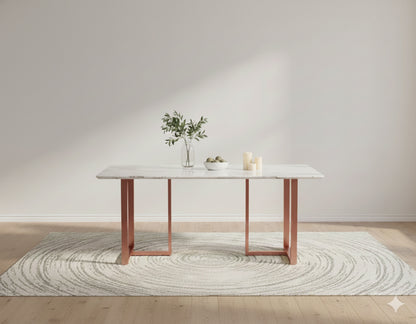 Tuscany Dining Table 6 Seater Rose Gold Base - Furnishka