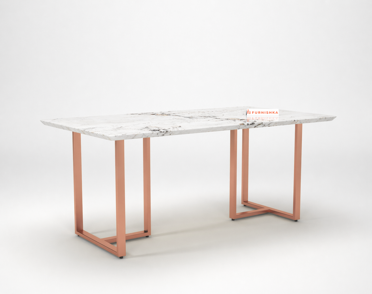 Tuscany Dining Table 6 Seater Rose Gold Base - Furnishka