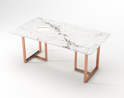 Tuscany Dining Table 6 Seater Rose Gold Base - Furnishka