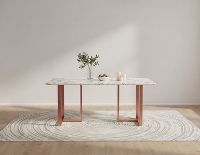 Tuscany Dining Table 6 Seater Rose Gold Base