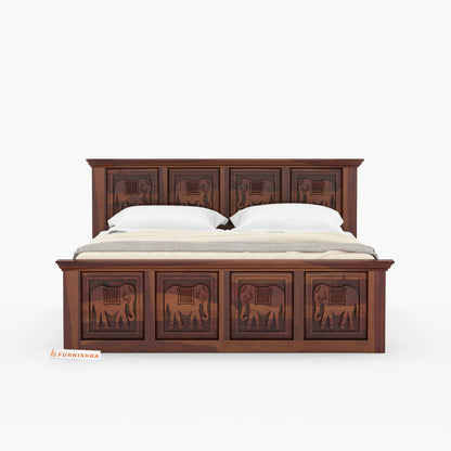 Tusker Sheesham Wood Bed Hydraulic Storage - King Size - Furnishka 