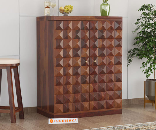 Urban Large Solid Sheesham Wood Bar Cabinet - Furnishka 