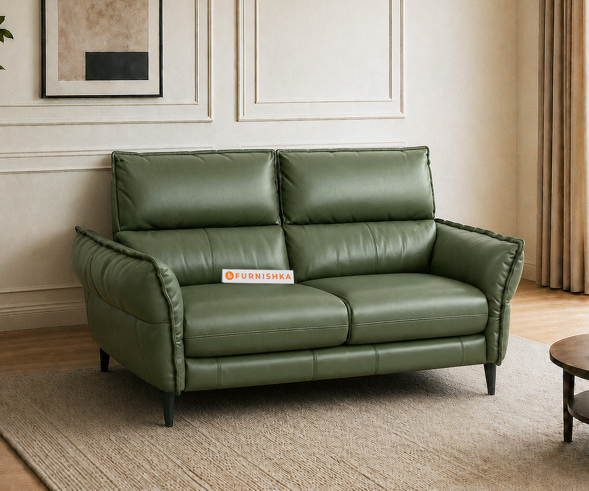 Valer Leather 2 Seater Sofa - Furnishka