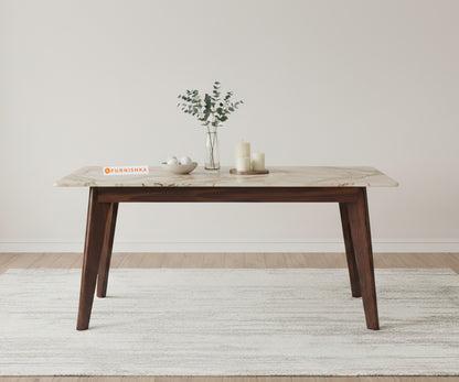 Vedh 6 Seater Dining Table with Top - Australian Onyx - Furnishka 