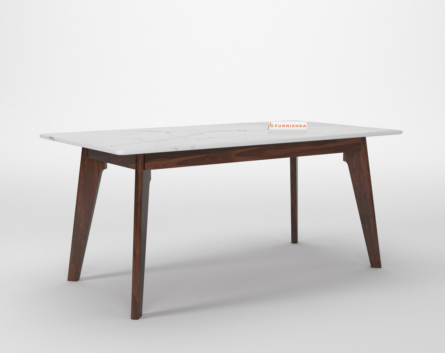 Vedh(Agar) 6 Seater Dining Sets with White Engineered Marble Top - Furnishka