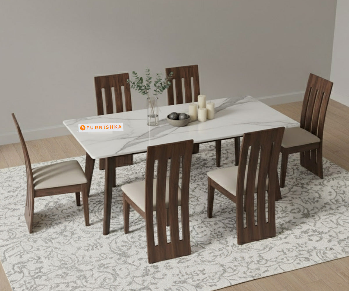 Vedh (Agar)6 Seater Dining sets with Quartz Top - Furnishka 