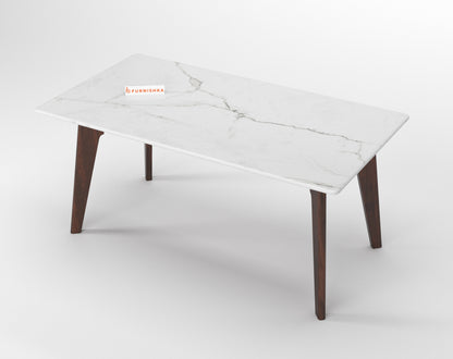 Vedh(Agar) Dining Table with Quartz Top - 6 Seater - Furnishka 