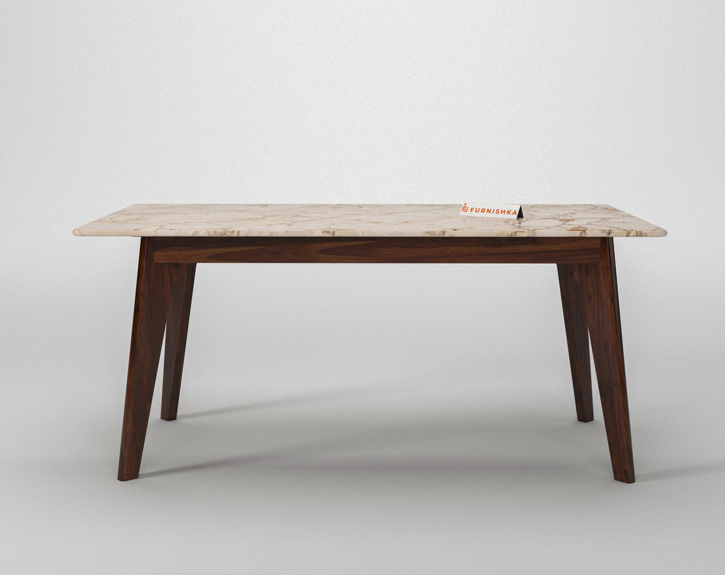 Vedh(Agar) Dining Table with Rosalia Gold Engineered Marble Top - 4 Seater - Furnishka 