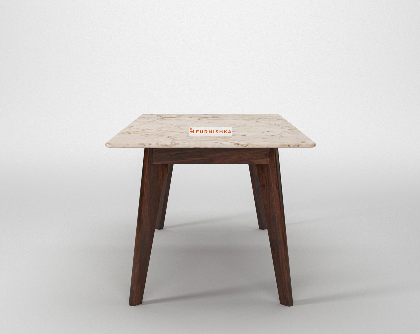 Vedh(Agar) Dining Table with Rosalia Gold Engineered Marble Top - 4 Seater - Furnishka 