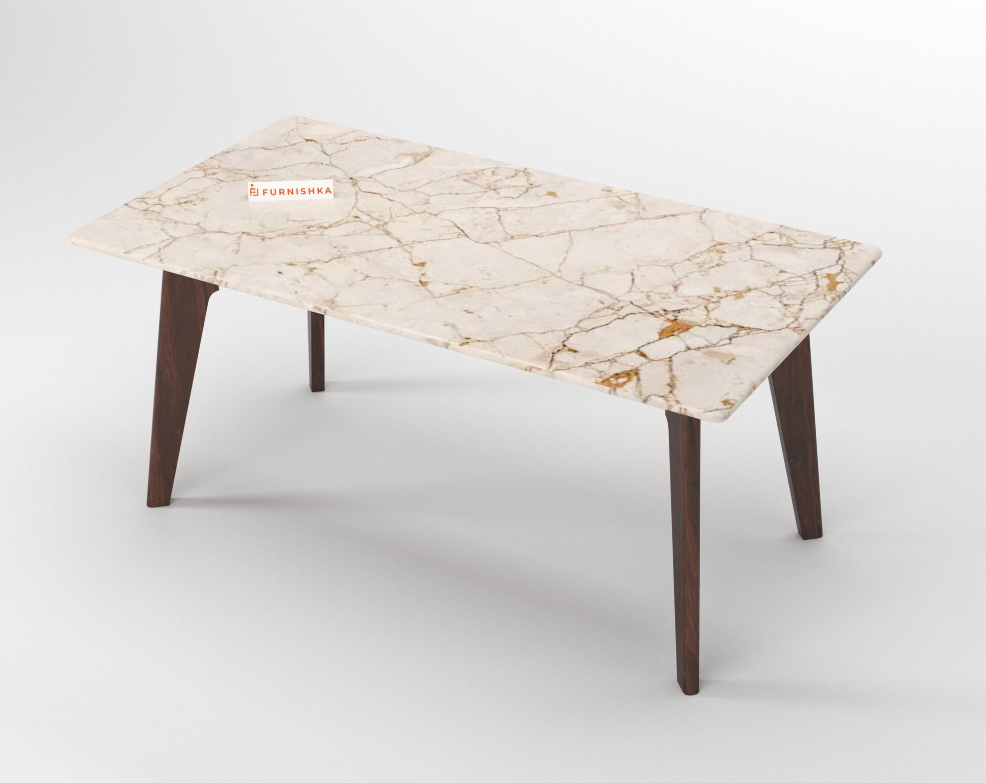 Vedh(Agar) Dining Table with Rosalia Gold Engineered Marble Top - 4 Seater - Furnishka 
