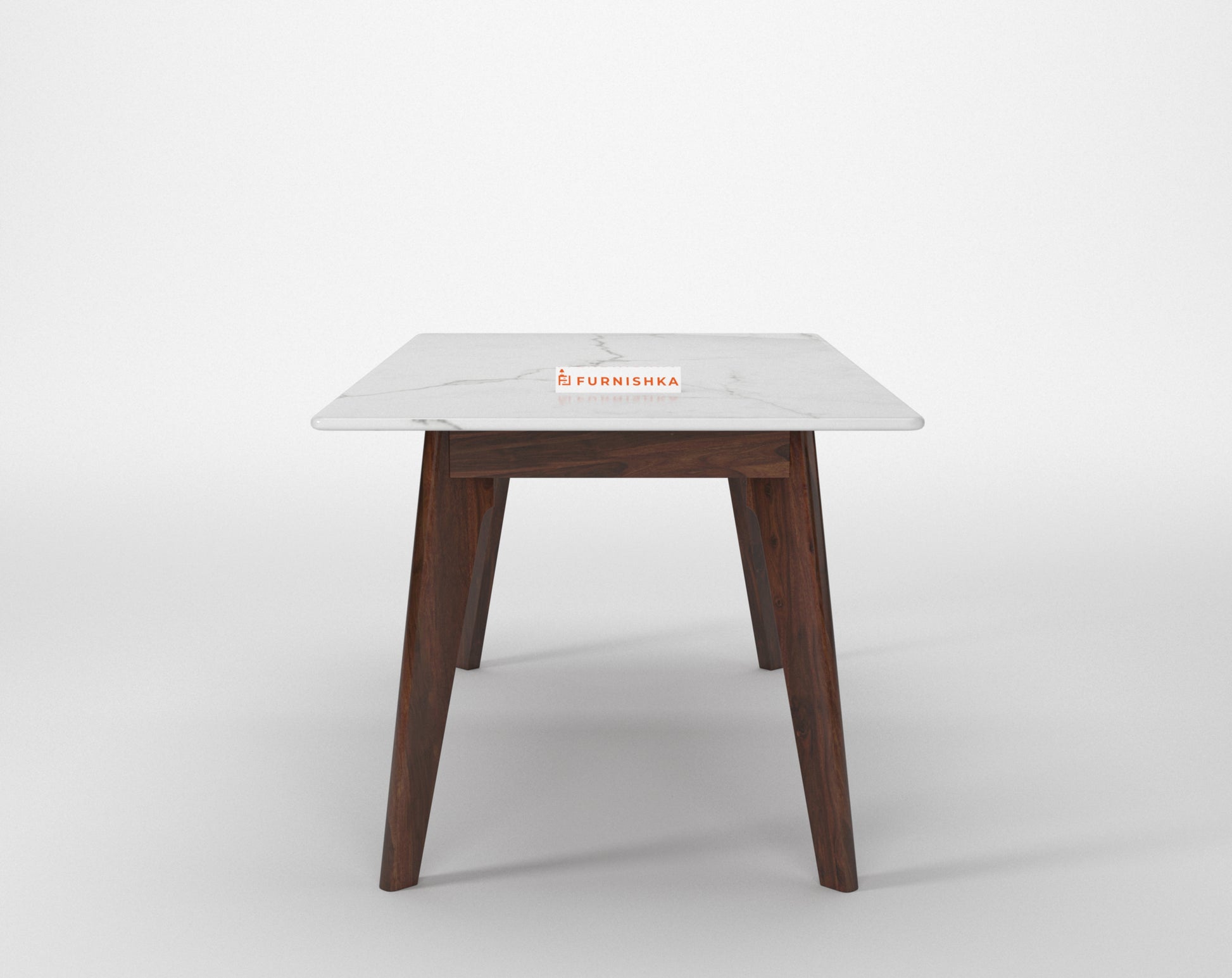 Vedh(Agar) Dining Table with White Engineered Marble Top - 6 Seater - Furnishka 