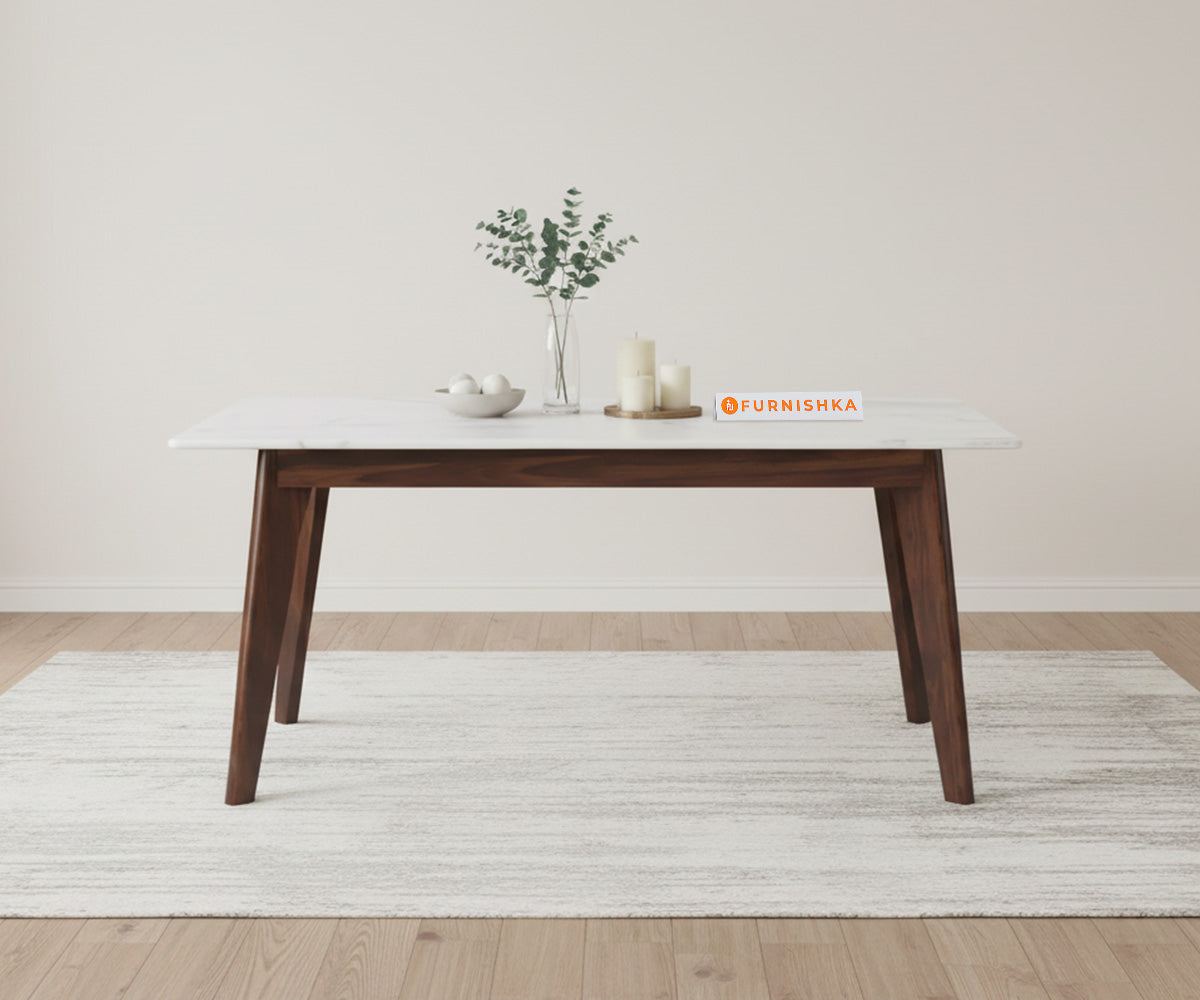 Vedh(Agar) Indian Marble Top 6 Seater Dining Table - Furnishka 