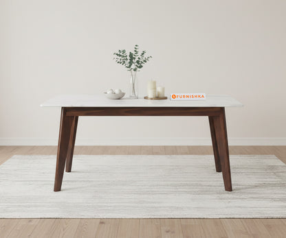 Vedh(Agar) Indian Marble Top 6 Seater Dining Table - Furnishka 