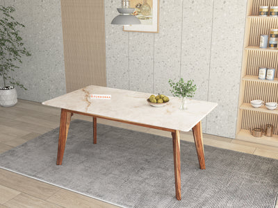 Vedha Dining Table 6 Seater Wood Base