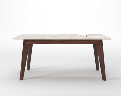 Vedha Dining Table 6 Seater Wood Base - Furnishka