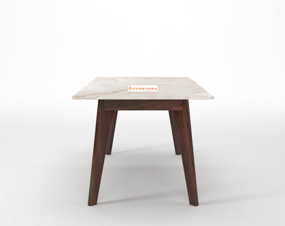 Vedha Dining Table 6 Seater Wood Base - Furnishka